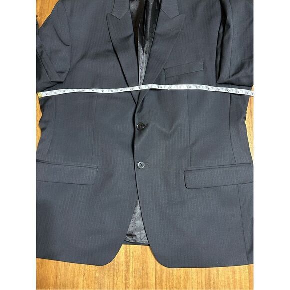 Michael Strahan Collection Dual Vents Wool Blend Black Striped Blazer Jacket 42S - Picture 6 of 8